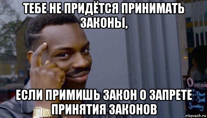 тебе не придётся принимать законы, если примишь закон о запрете принятия законов, Мем Не делай не будет