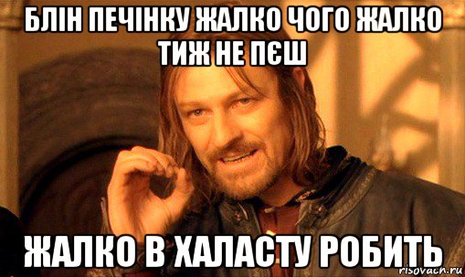 блін печінку жалко чого жалко тиж не пєш жалко в халасту робить, Мем Нельзя просто так взять и (Боромир мем)