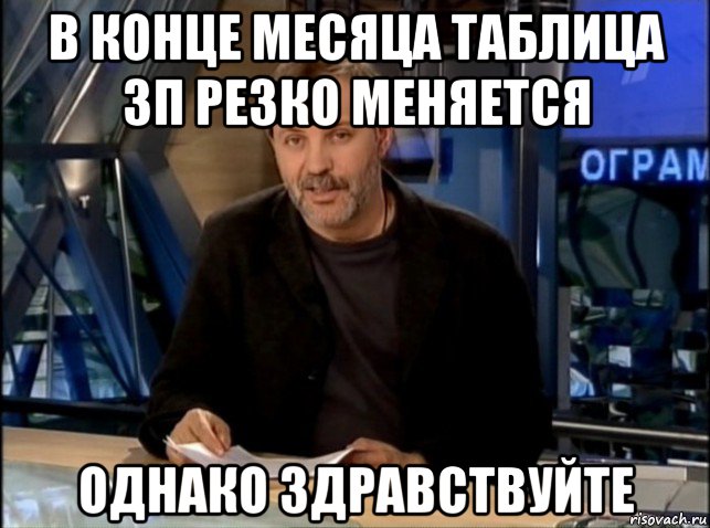 в конце месяца таблица зп резко меняется однако здравствуйте, Мем Однако Здравствуйте