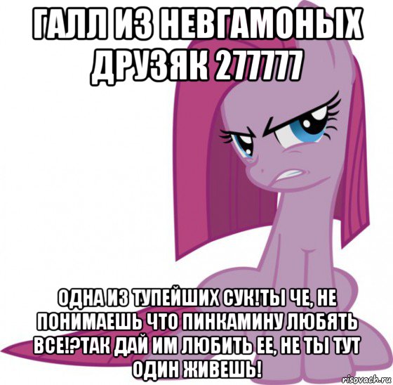 галл из невгамоных друзяк 277777 одна из тупейших сук!ты че, не понимаешь что пинкамину любять все!?так дай им любить ее, не ты тут один живешь!