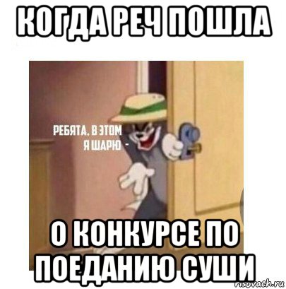 когда реч пошла о конкурсе по поеданию суши, Мем Ребята я в этом шарю