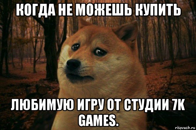 когда не можешь купить любимую игру от студии 7k games., Мем SAD DOGE