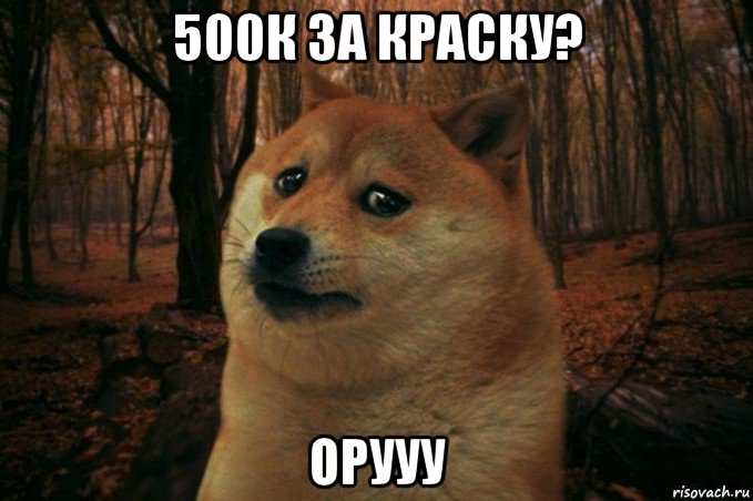 500к за краску? орууу, Мем SAD DOGE