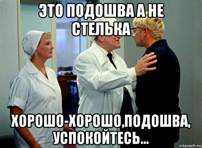 это подошва а не стелька хорошо-хорошо,подошва, успокойтесь..., Мем Шурик