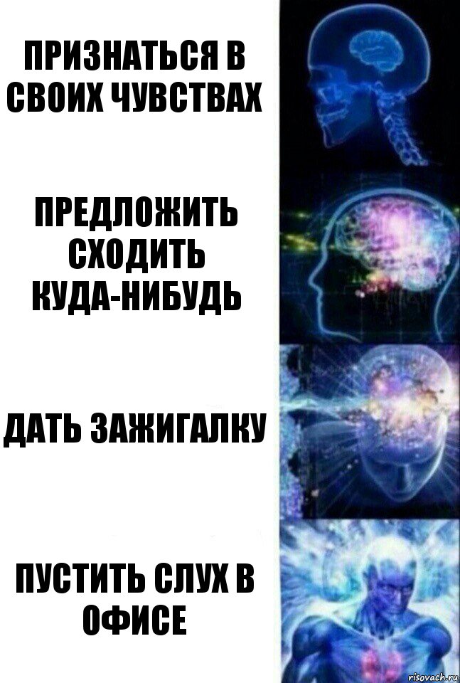 признаться в своих чувствах предложить сходить куда-нибудь дать зажигалку пустить слух в офисе, Комикс  Сверхразум