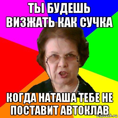 ты будешь визжать как сучка когда наташа тебе не поставит автоклав, Мем Типичная училка