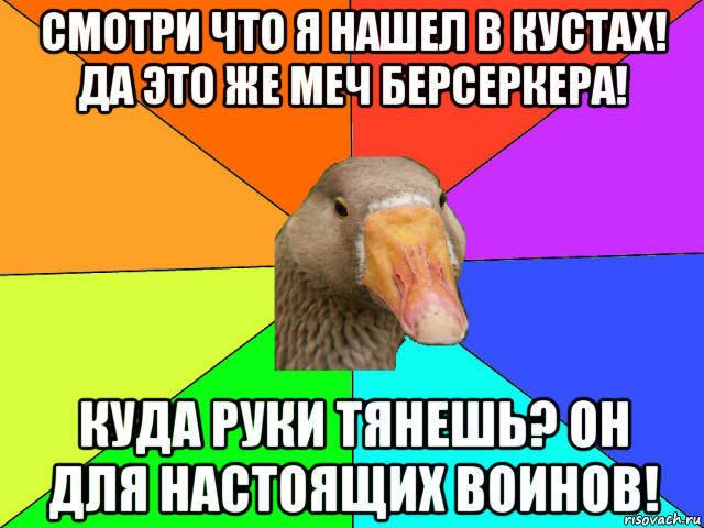 смотри что я нашел в кустах! да это же меч берсеркера! куда руки тянешь? он для настоящих воинов!