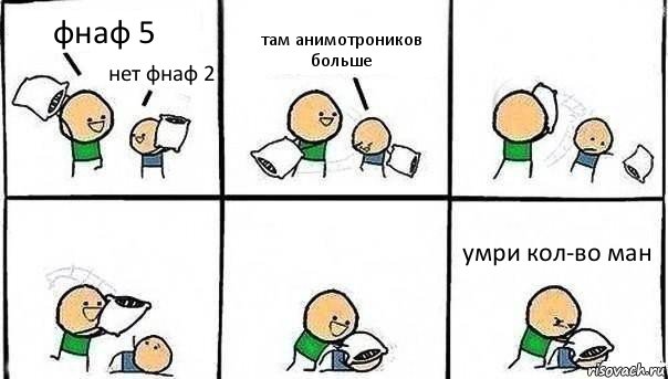 фнаф 5 нет фнаф 2 там анимотроников больше умри кол-во ман, Комикс   Битва подушками