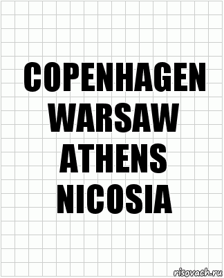 COPENHAGEN
WARSAW
ATHENS
NICOSIA, Комикс  бумага