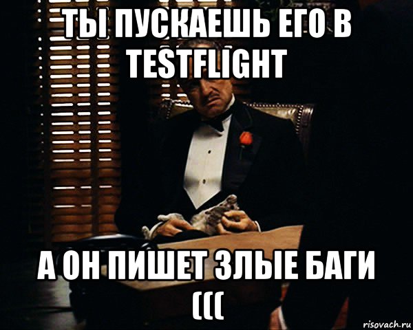 ты пускаешь его в testflight а он пишет злые баги (((