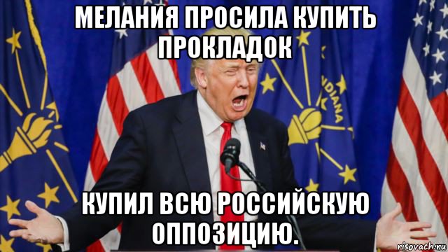мелания просила купить прокладок купил всю российскую оппозицию.