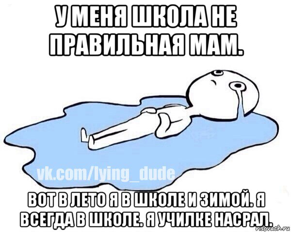 у меня школа не правильная мам. вот в лето я в школе и зимой. я всегда в школе. я училке насрал., Мем Этот момент когда