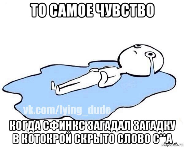 то самое чувство когда сфинкс загадал загадку в котокрой скрыто слово с**а, Мем Этот момент когда