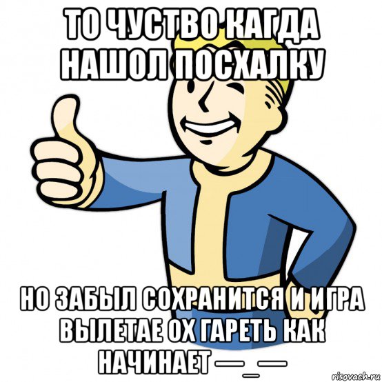 то чуство кагда нашол посхалку но забыл сохранится и игра вылетае ох гареть как начинает —_—, Мем Fallout Pipboy