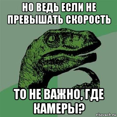 но ведь если не превышать скорость то не важно, где камеры?, Мем Филосораптор