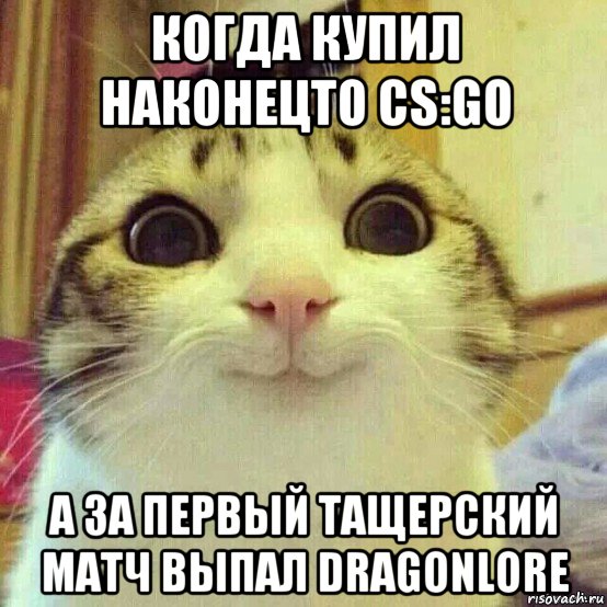 когда купил наконецто cs:go а за первый тащерский матч выпал dragonlore, Мем       Котяка-улыбака