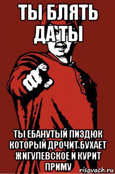 ты блять да ты ты ебанутый пиздюк который дрочит бухает жигулевское и курит приму, Мем Красноармеец