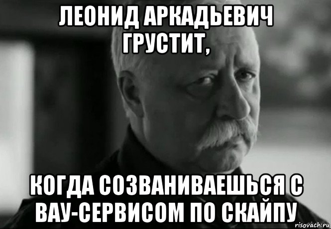 леонид аркадьевич грустит, когда созваниваешься с вау-сервисом по скайпу, Мем Не расстраивай Леонида Аркадьевича