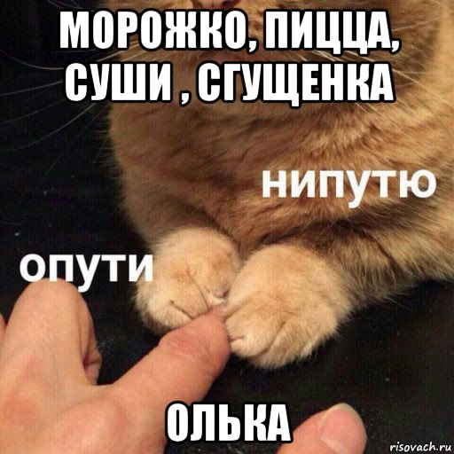 морожко, пицца, суши , сгущенка олька