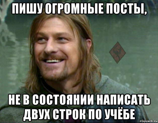 пишу огромные посты, не в состоянии написать двух строк по учёбе, Мем ОР Тролль Боромир