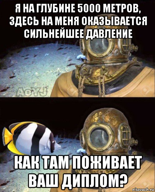 я на глубине 5000 метров, здесь на меня оказывается сильнейшее давление как там поживает ваш диплом?