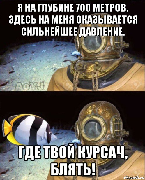 я на глубине 700 метров. здесь на меня оказывается сильнейшее давление. где твой курсач, блять!