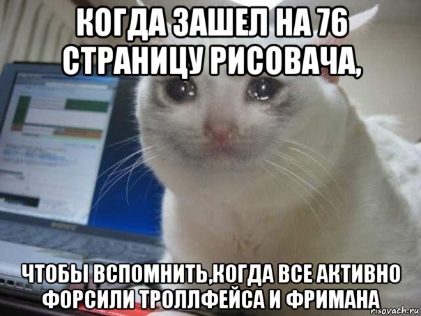 когда зашел на 76 страницу рисовача, чтобы вспомнить,когда все активно форсили троллфейса и фримана