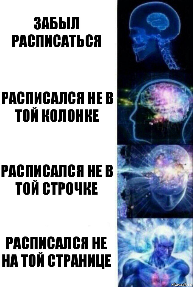 Забыл расписаться расписался не в той колонке расписался не в той строчке расписался не на той странице, Комикс  Сверхразум