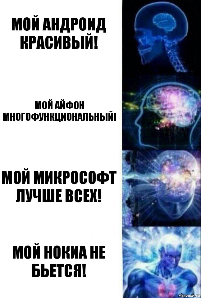 Мой андроид красивый! Мой айфон многофункциональный! Мой микрософт лучше всех! Мой нокиа не бьется!, Комикс  Сверхразум