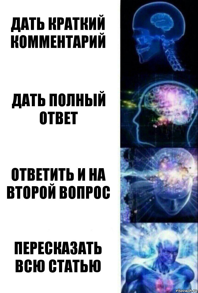 Дать краткий комментарий Дать полный ответ Ответить и на второй вопрос Пересказать всю статью, Комикс  Сверхразум