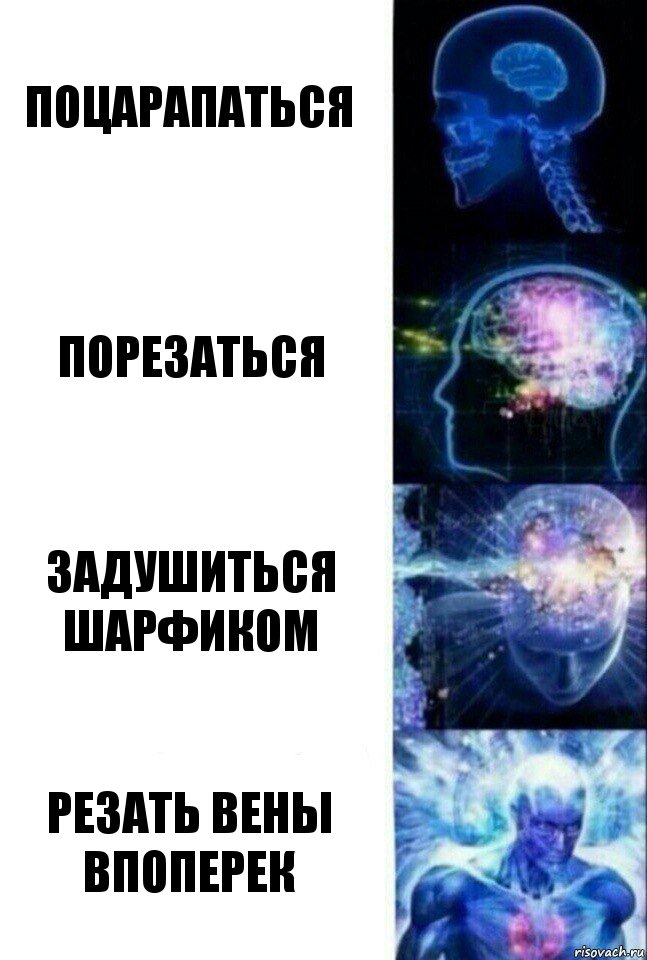 Поцарапаться Порезаться Задушиться шарфиком Резать вены впоперек, Комикс  Сверхразум