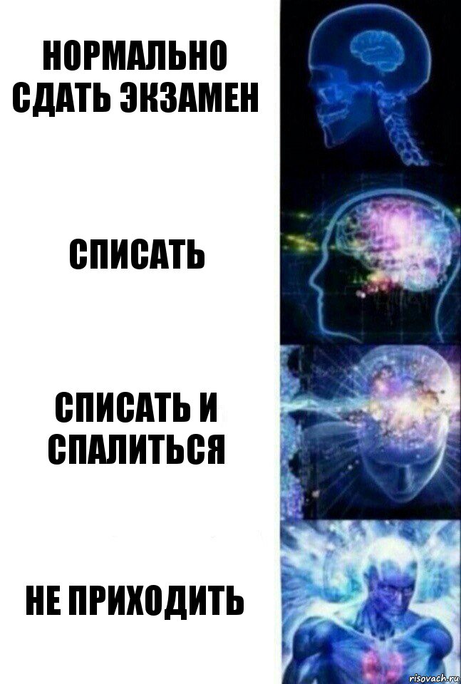 Нормально сдать экзамен Списать Списать и спалиться Не приходить, Комикс  Сверхразум