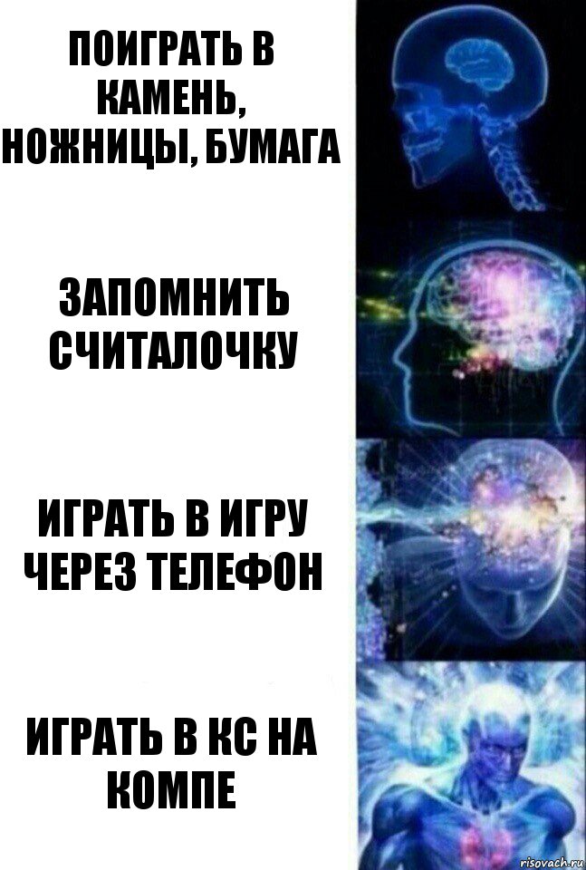 Поиграть в камень, ножницы, бумага Запомнить считалочку Играть в игру через телефон Играть в кс на компе, Комикс  Сверхразум