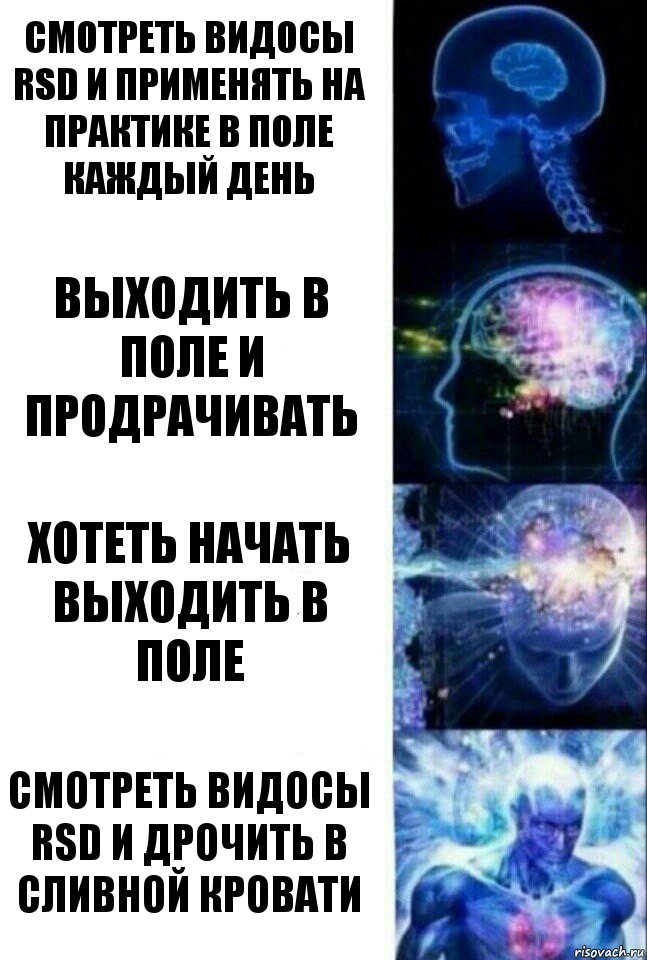 смотреть видосы RSD и применять на практике в поле каждый день выходить в поле и продрачивать хотеть начать выходить в поле смотреть видосы rsd и дрочить в сливной кровати, Комикс  Сверхразум