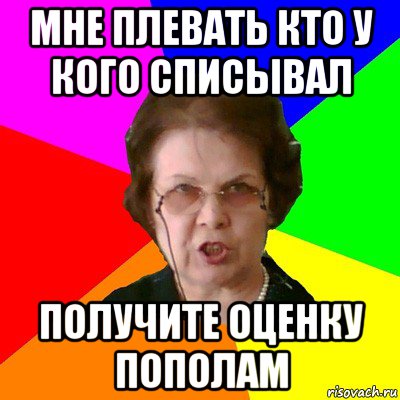 мне плевать кто у кого списывал получите оценку пополам, Мем Типичная училка