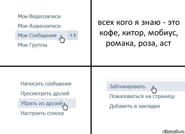 всех кого я знаю - это кофе, китор, мобиус, ромака, роза, аст, Комикс  Удалить из друзей