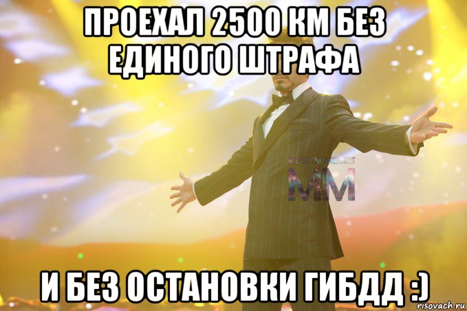 проехал 2500 км без единого штрафа и без остановки гибдд :)