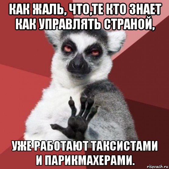 как жаль, что,те кто знает как управлять страной, уже работают таксистами и парикмахерами., Мем Узбагойзя