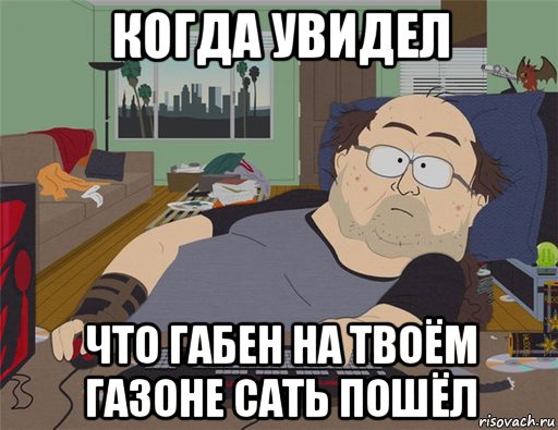 когда увидел что габен на твоём газоне сать пошёл