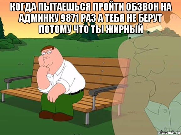 когда пытаешься пройти обзвон на админку 9871 раз а тебя не берут потому что ты жирный , Мем Задумчивый Гриффин