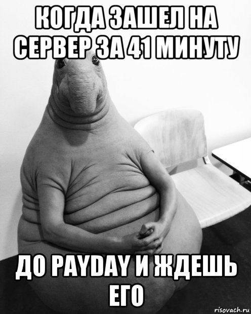 когда зашел на сервер за 41 минуту до payday и ждешь его, Мем  Ждун