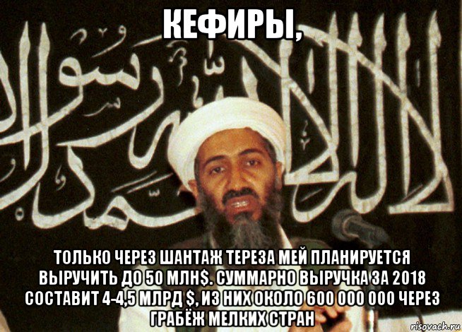 кефиры, только через шантаж тереза мей планируется выручить до 50 млн$. суммарно выручка за 2018 составит 4-4,5 млрд $, из них около 600 000 000 через грабёж мелких стран