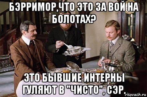 бэрримор,что это за вой на болотах? это бывшие интерны гуляют в "чисто", сэр.