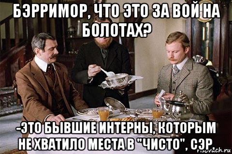 бэрримор, что это за вой на болотах? -это бывшие интерны, которым не хватило места в "чисто", сэр.