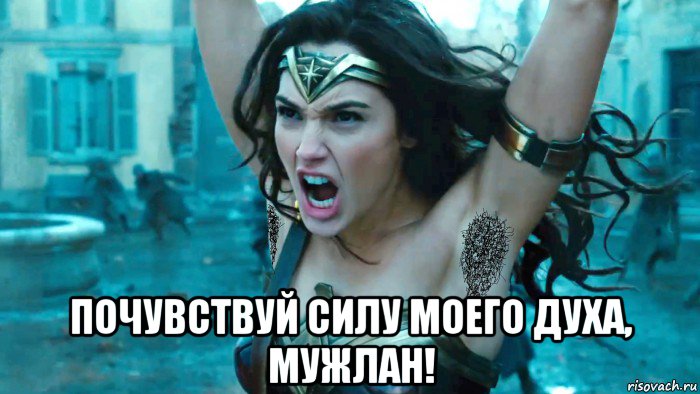  почувствуй силу моего духа, мужлан!, Мем Чудо-женщина