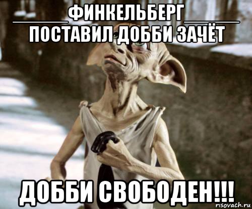 _____финкельберг_____ поставил добби зачёт добби свободен!!!, Мем Добби свободен