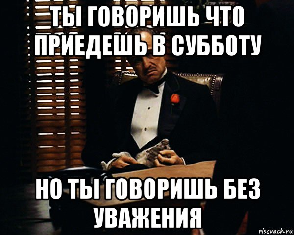 ты говоришь что приедешь в субботу но ты говоришь без уважения, Мем Дон Вито Корлеоне