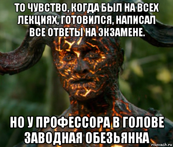 то чувство, когда был на всех лекциях, готовился, написал все ответы на экзамене. но у профессора в голове заводная обезьянка