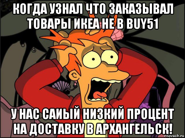 когда узнал что заказывал товары икеа не в buy51 у нас саиый низкий процент на доставку в архангельск!, Мем Фрай в панике