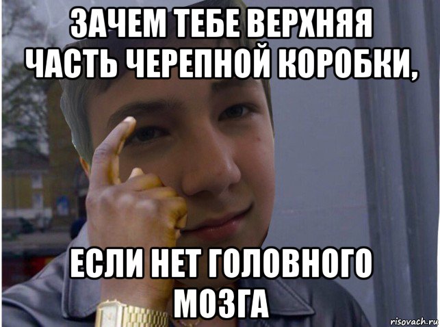 зачем тебе верхняя часть черепной коробки, если нет головного мозга, Мем Гидаун